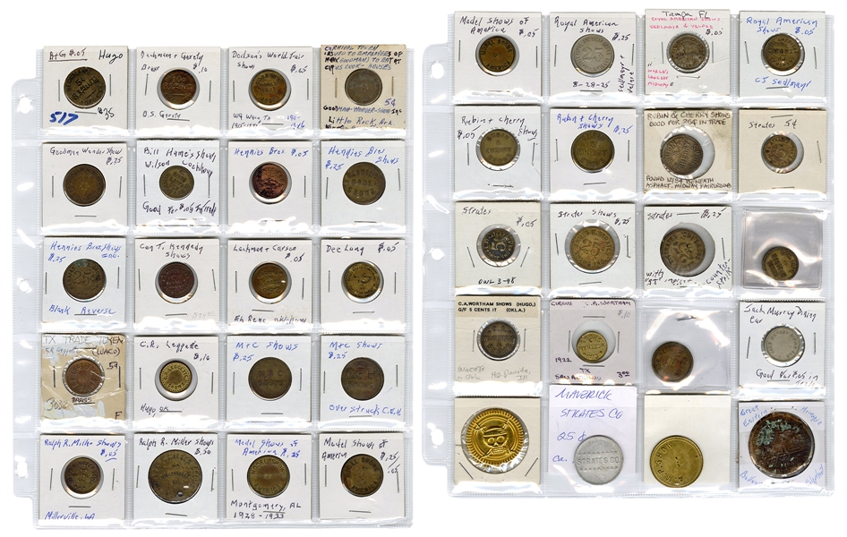  [Tokens] Collection of Railroad Carnival and Midway Tokens....