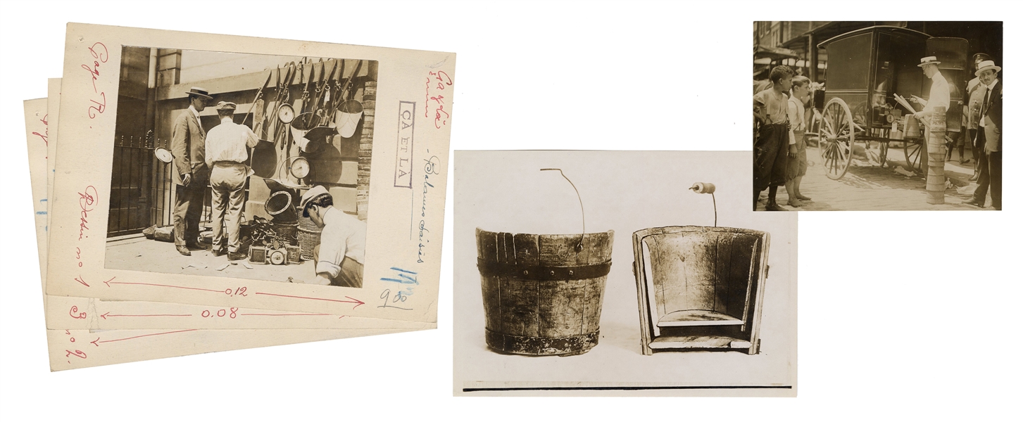  [Crime] Seven Photographs of False Containers. Circa 1910s....