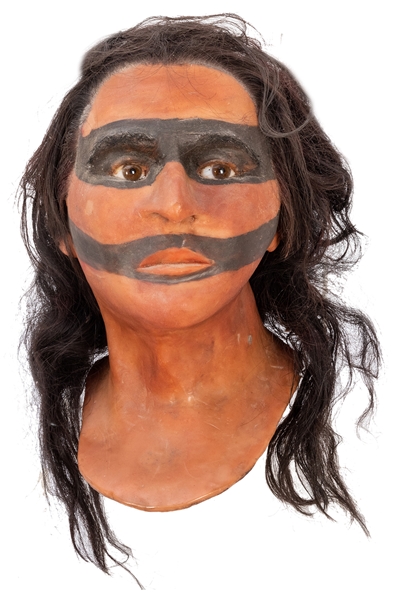  Life-Size Wax Male Tribal Head. Realistic wax head, unsigne...