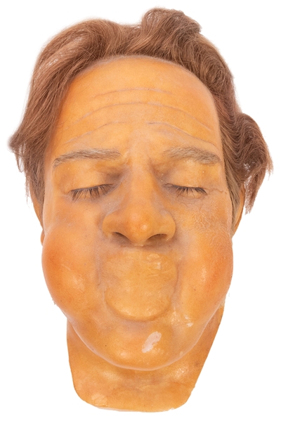  Life-Size Male Wax Head. Realistic wax head, unsigned, of a...