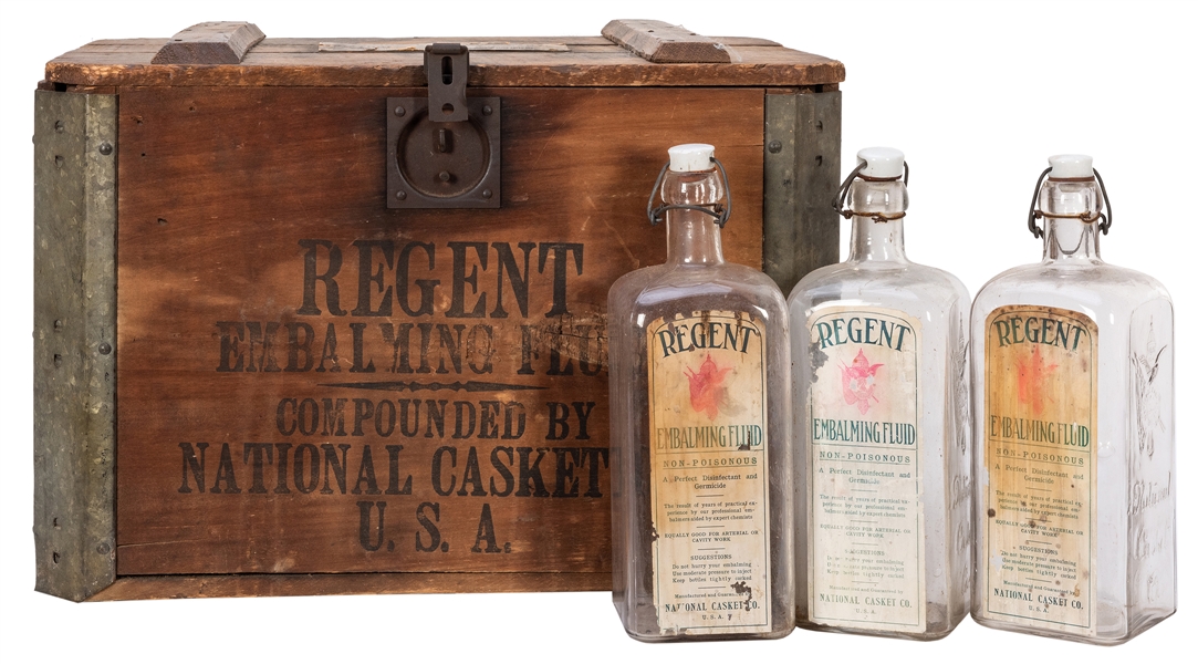  National Casket Co. “Regent” Embalming Fluid Crate with Bot...