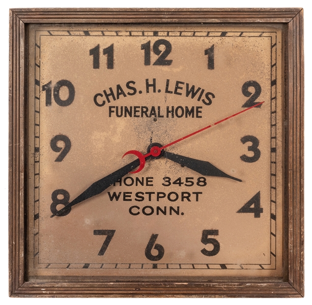  Chas. H. Lewis Funeral Home Advertising Clock. USA, ca. 195...