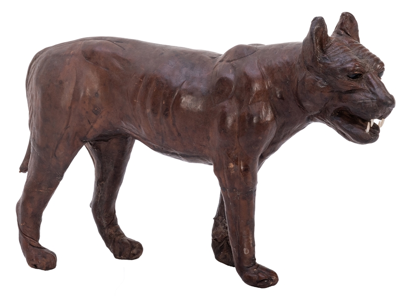  Leather Dog Figure. Circa mid-late 20th century standing do...