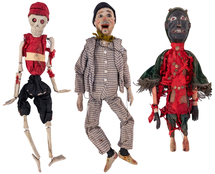  Trio of Folk Art Marionettes. America, early 20th century. ...