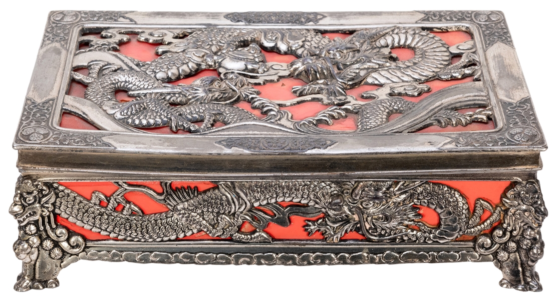  Japanese Metal Dragon Trinket or Jewelry Box. Occupied Japa...