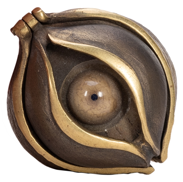  Brass Eyeball Trinket Box. Brass trinket or jewelry box, hi...