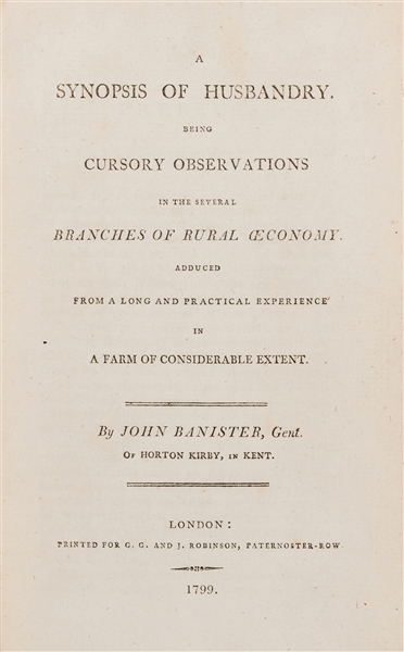  BANISTER, John. A Synopsis of Husbandry… London: printed fo...