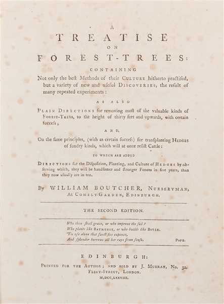  BOUTCHER, William. A Treatise on Forest Trees… Edinburgh: p...