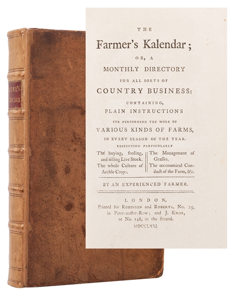  YOUNG, Arthur (1741–1820). The Farmer’s Kalendar; or, a Mon...