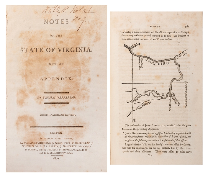  JEFFERSON, Thomas (1743–1826). Notes on the State of Virgin...