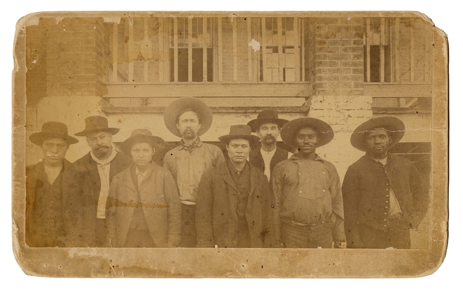  Boudoir Card of Eight Outlaws Imprisoned at Fort Smith, Ark...