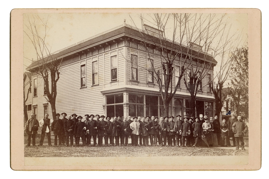  Cabinet Card of a Chinese Mission in Oregon. Circa 1890s. A...
