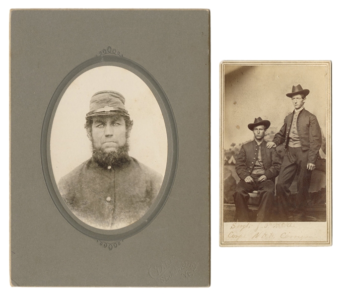  [CIVIL WAR] Pair of Civil War Portrait Photographs. Circa 1...