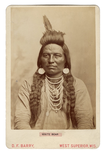  [NATIVE AMERICAN] Cabinet Card Photograph of White Bear. We...