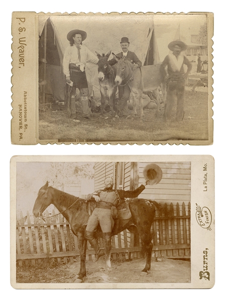  [WESTERN AMERICANA] Two Cabinet Card Photographs of Cowboys...
