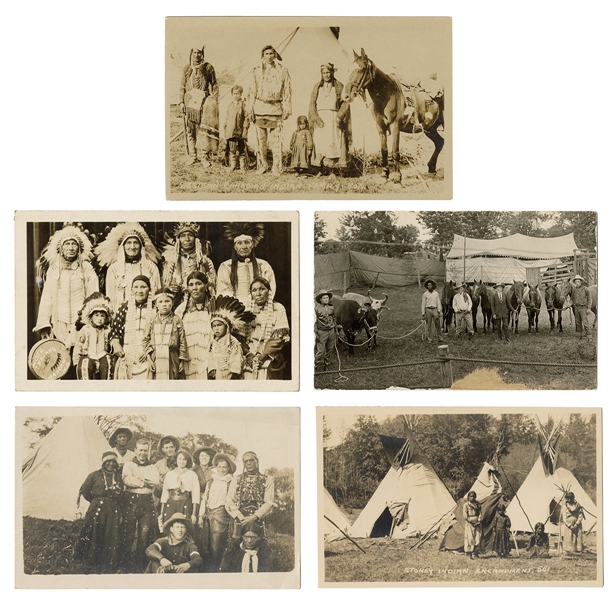  [WESTERN] Five Real Photo Postcards of Native Americans and...