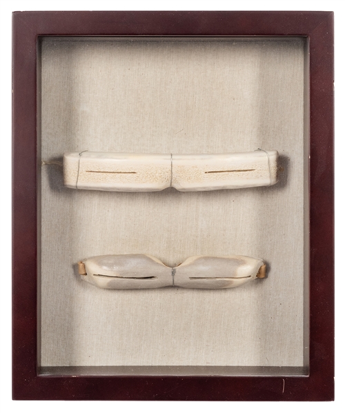  [POLAR] Pair of Inuit Carved Bone Snow Goggles. Traditional...