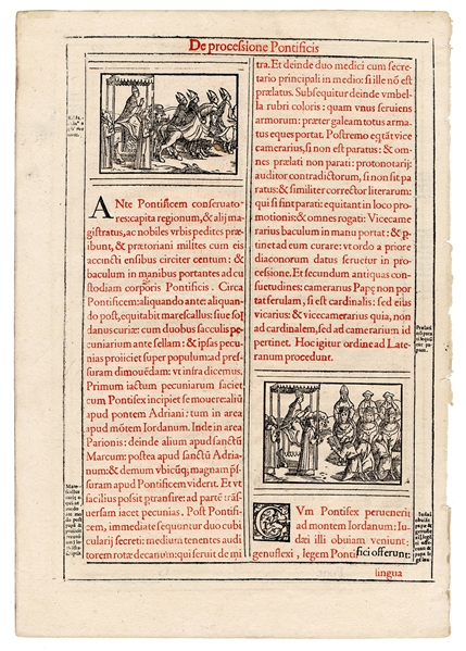  Five Early Printed Folio Leaves. Bulk 16th century. Printed...