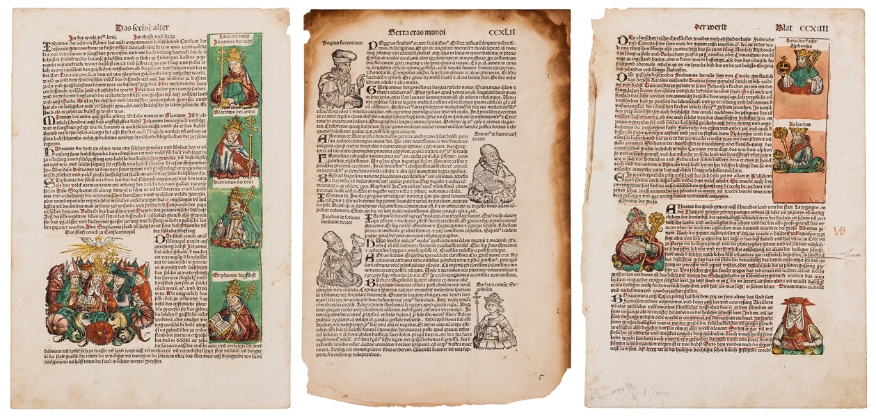  [INCUNABULA] SCHEDEL, Hartmann (1440–1514). Three Leaves fr...