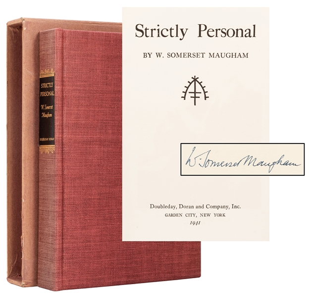  MAUGHAM, W. Somerset (1874–1965). Strictly Personal, signed...
