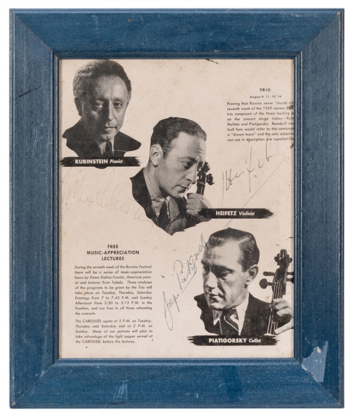  Jascha Heifetz, Arthur Rubinstein, and Gregor Piatigorsky S...