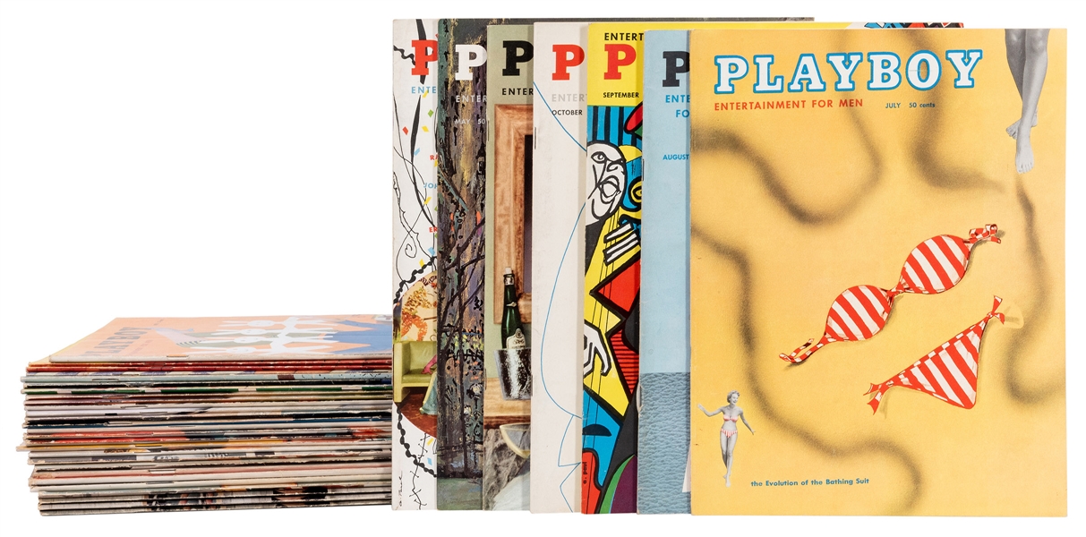  [PLAYBOY] Group of 35 Early Playboy Magazines From 1954–195...