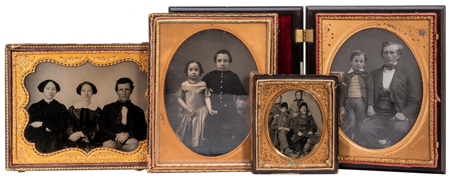  Four Ambrotype and Daguerreotype Family Portraits. Includin...
