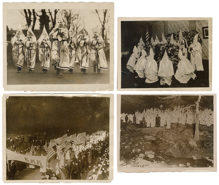  [Ku Klux Klan] Four Photographs of the KKK. 1920s. Press ph...