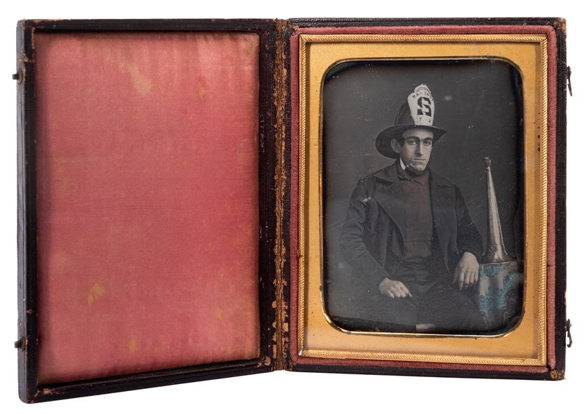  [FIREMAN] Daguerreotype of a Fireman. Circa 1840s/50s. An i...