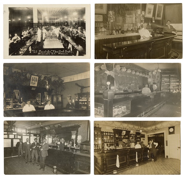  Nine Real Photo Saloon Postcards. Inside views of various a...