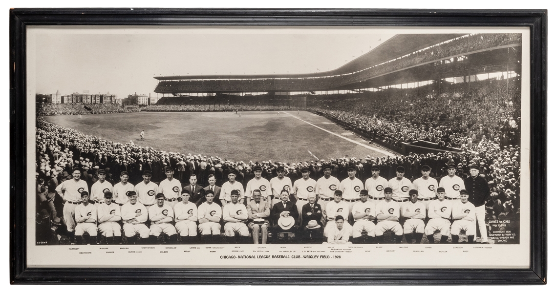  [BASEBALL] 1928 Chicago Cubs Team Panoramic Photograph. Chi...