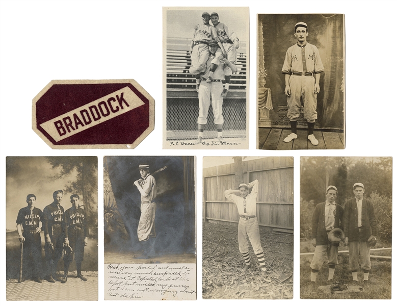 [BASEBALL] Six Real Photo Postcards of Baseball Player Port...