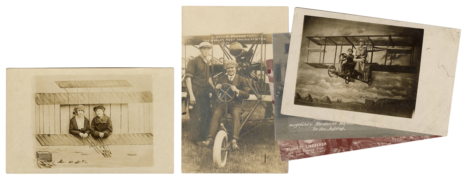  Five Aviation Related Real Photo Postcards. Includes Lincol...