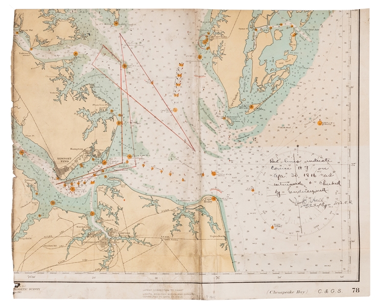  1916 Annotated Flight Maps, Delaware and Chesapeake Bay. 19...