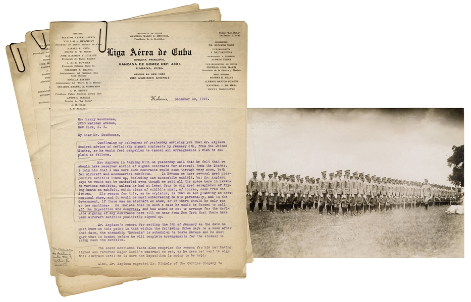  Cuban Aviation Correspondence and Photograph. 1919. Corresp...