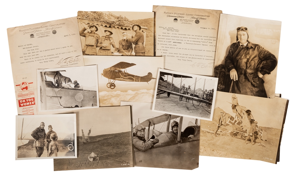  Early Aviation Movie Photographs and Correspondence. Ten ph...