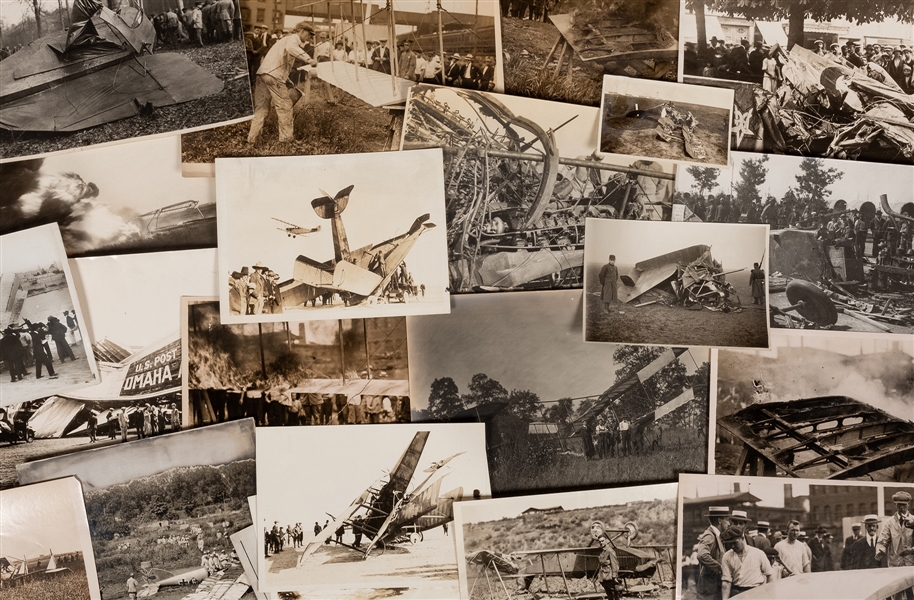  Photographs of Early Airplane Wrecks. 19 photographs of ear...