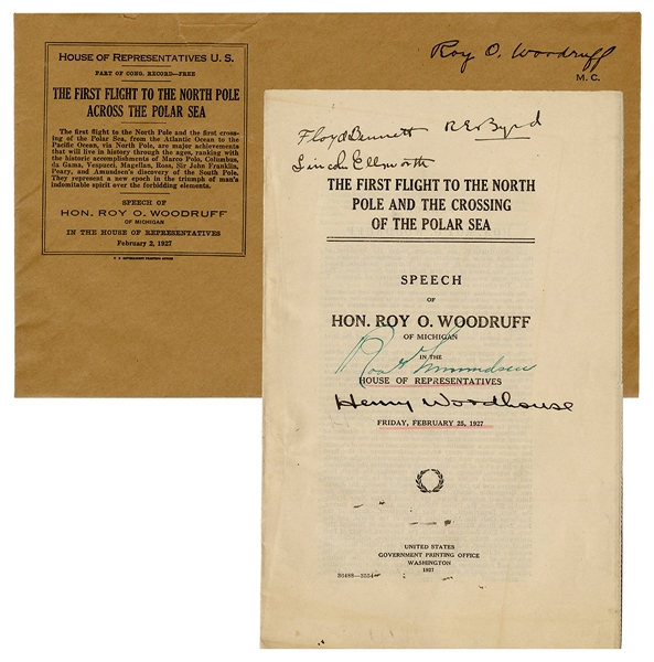  [POLAR] 1927 First Flight to North Pole Autographed Speech ...