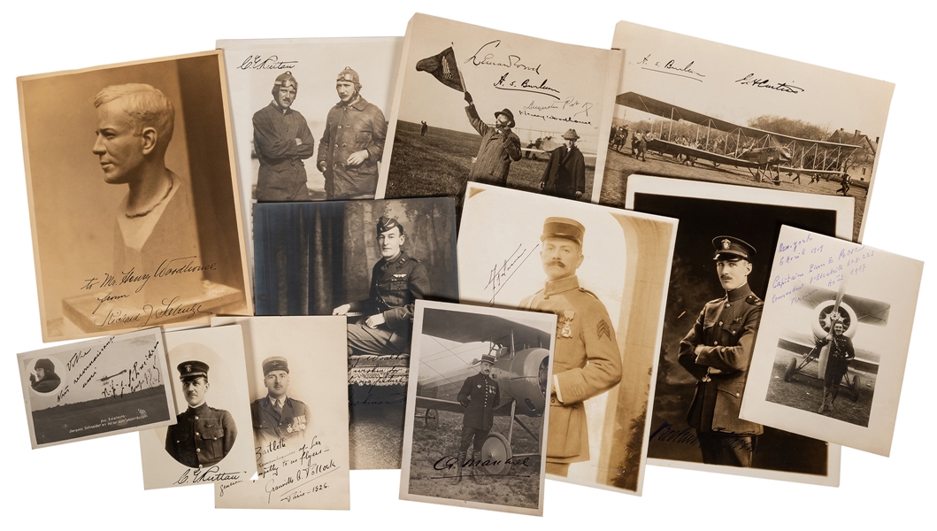  Signed Early Aviation Photographs. 1915-25. Group of 12 sig...