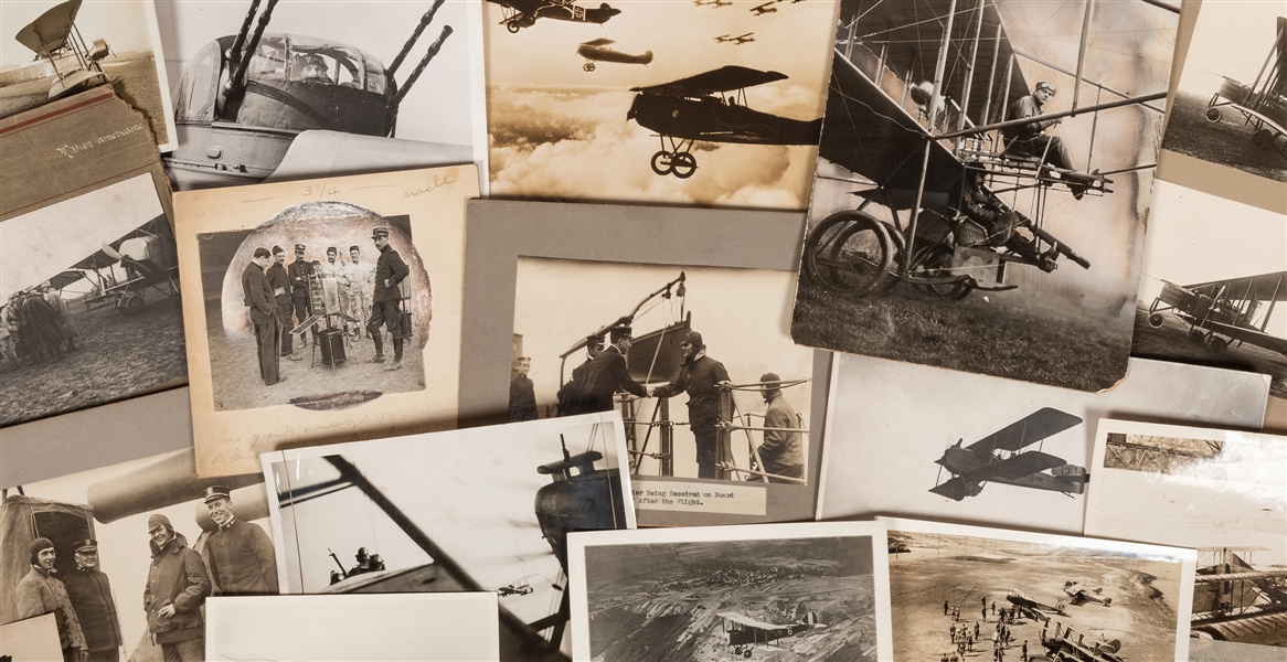  Grouping of WWI Warplanes and Flyers Photographs. 1910-12. ...