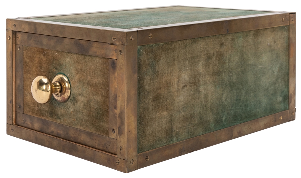  Drawer Box. European, ca. 1910. Hardwood box trimmed in bra...