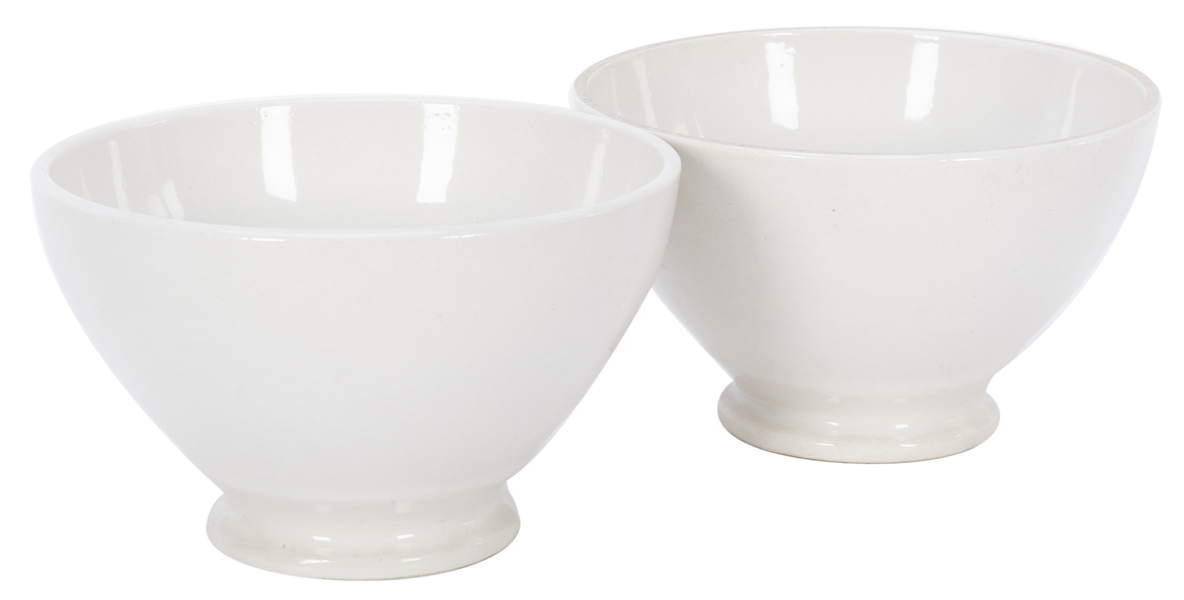  Ceramic Rice Bowls. Circa 1940. Two handsome white ceramic ...