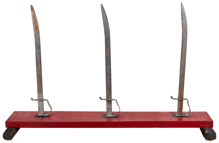  Sword Suspension Illusion. Circa 1970s. Three swords are pl...