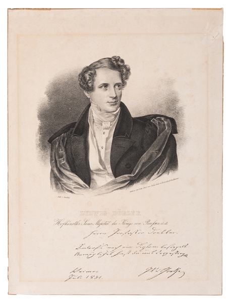  Döbler, Ludwig. Lithographed Portrait of Magician Ludwig Dö...