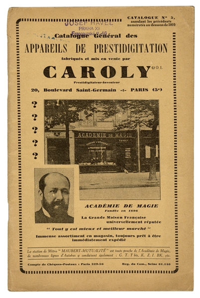  Caroly. Catalogue General des Appareils de Prestidigitation...