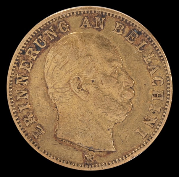  Bellachini Souvenir Medallion. Circa 1880. Thick brass toke...