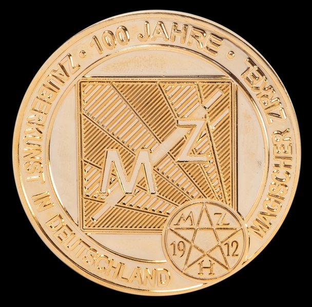  German Magic Circle 100th Anniversary Medallion. Gold plate...