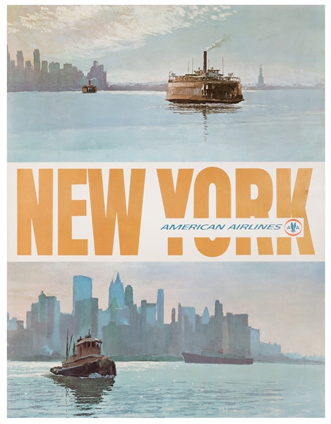  American Airlines / New York. 1960s. Lithograph travel post...