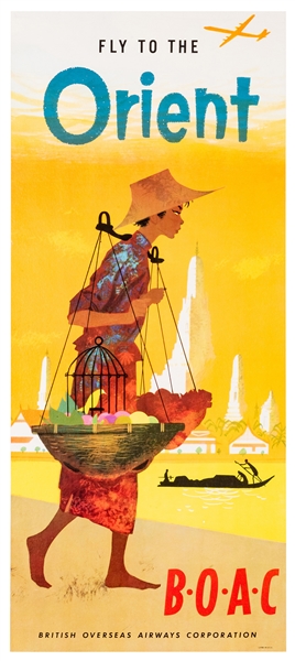  BOAC / The Orient. 1960s. Offset lithograph airline poster....