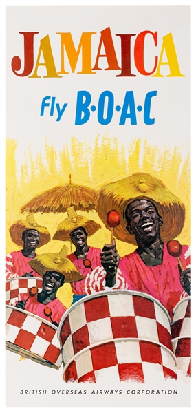  BOAC / Jamaica. 1960s. Offset lithograph panel poster of Ja...